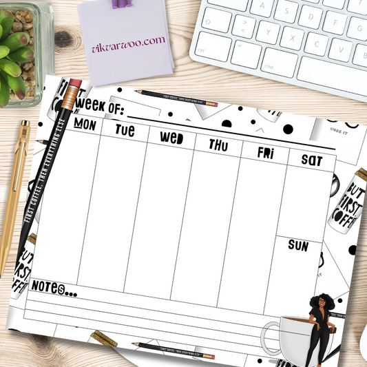 But First Coffee Weekly Deskpad