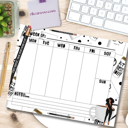 But First Coffee Weekly Deskpad